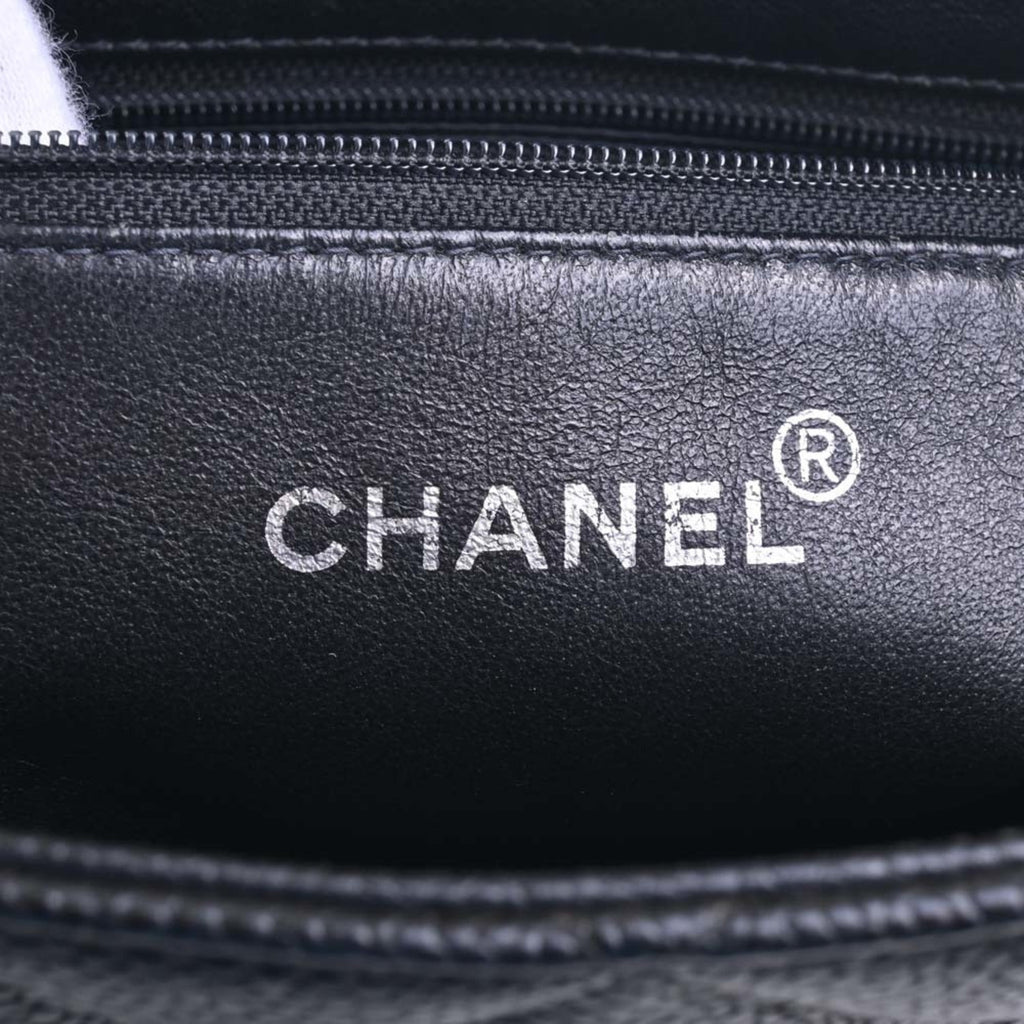 CHANEL Caviar Skin Coco Mark Reprint Tote Bag Black Ladies