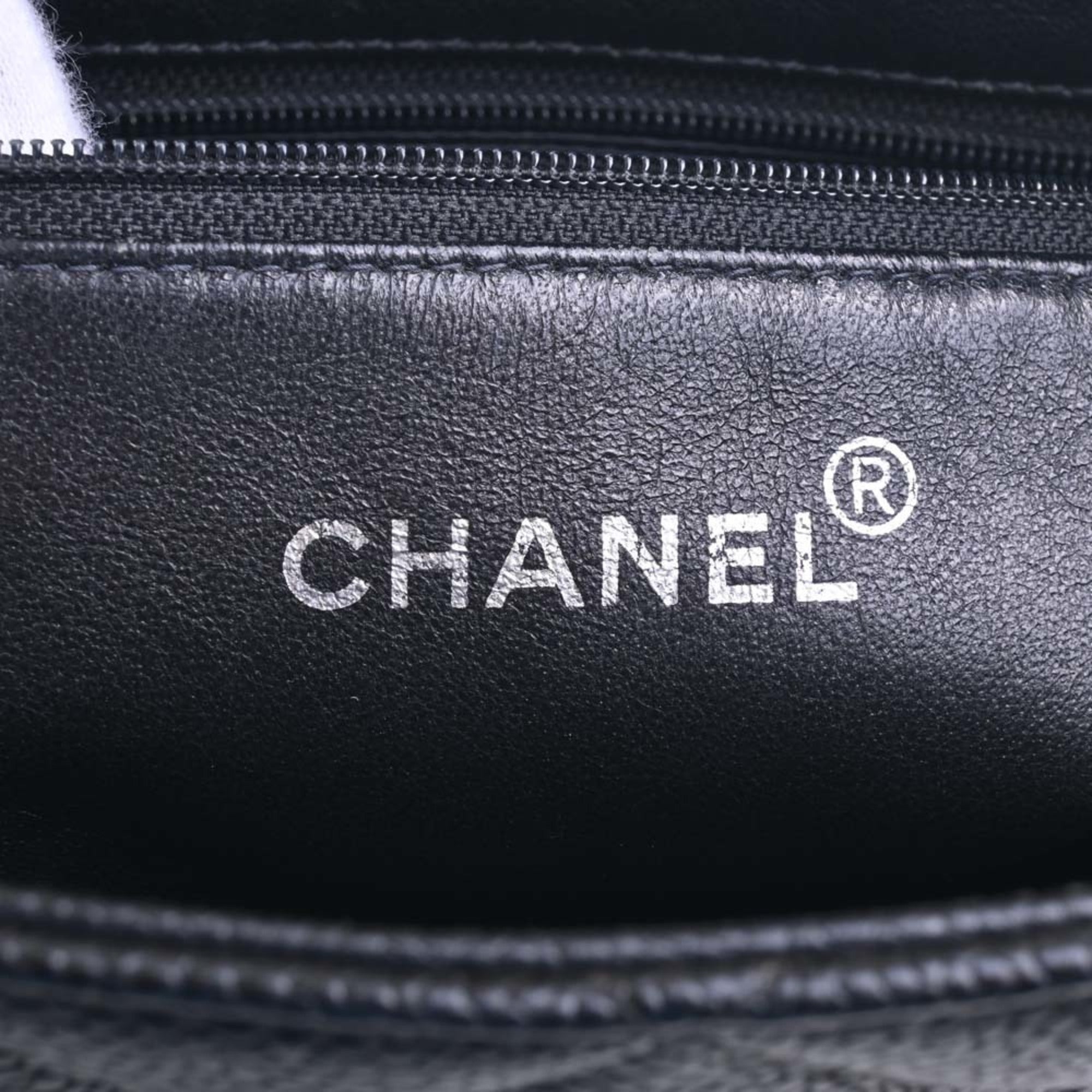 CHANEL Caviar Skin Coco Mark Reprint Tote Bag Black Ladies