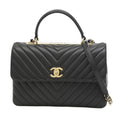 CHANEL Top Handle 2Way Chain Shoulder V Stitch Lambskin Black A69923