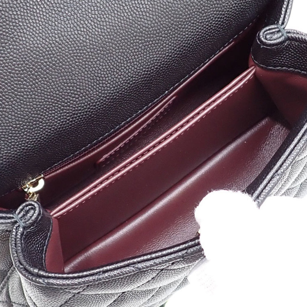 CHANEL Handbag Matelasse Coco Handle XXS Women's Black Caviar Skin AS2215 Shoulder