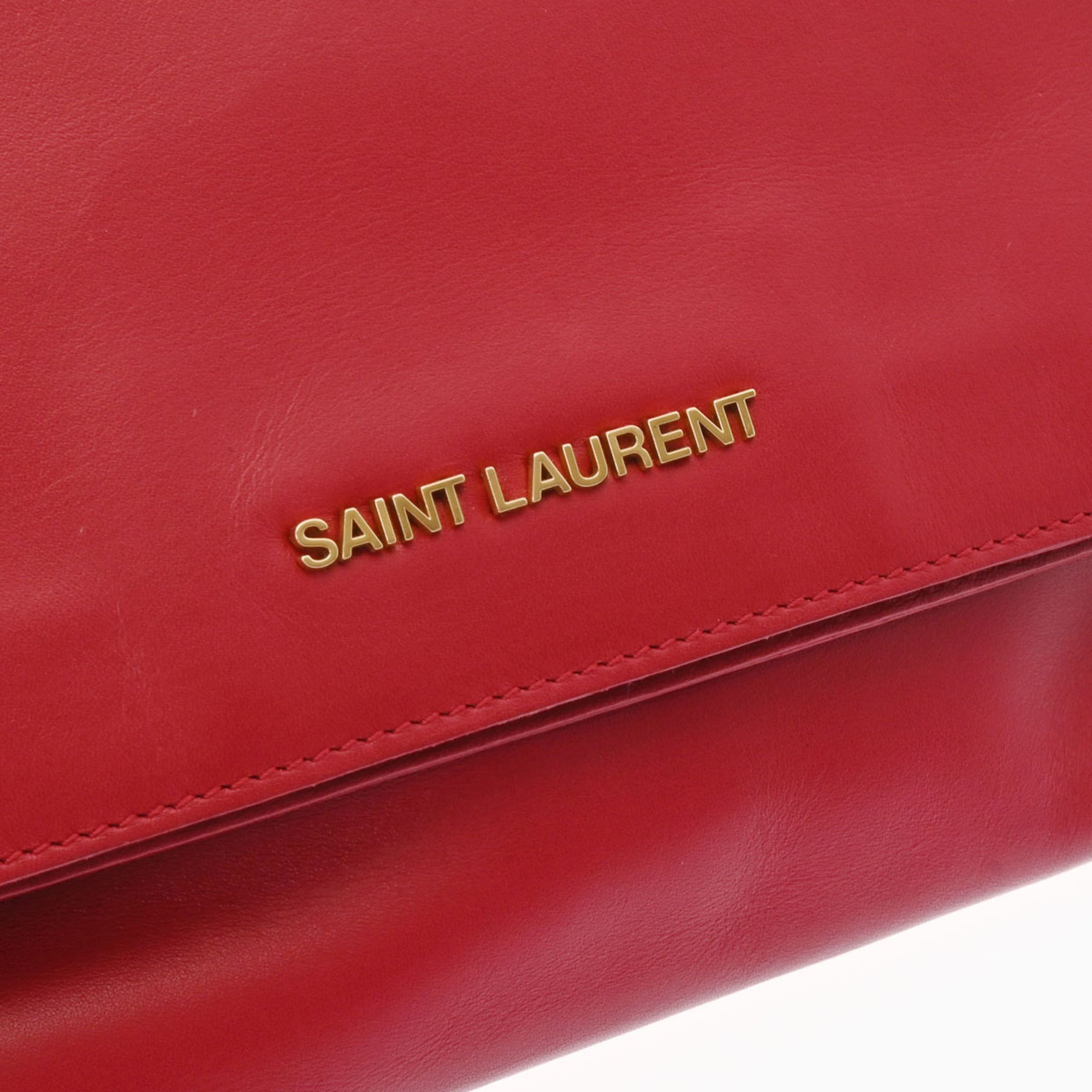 SAINT LAURENT Red 328193 Women's Calf Clutch Bag