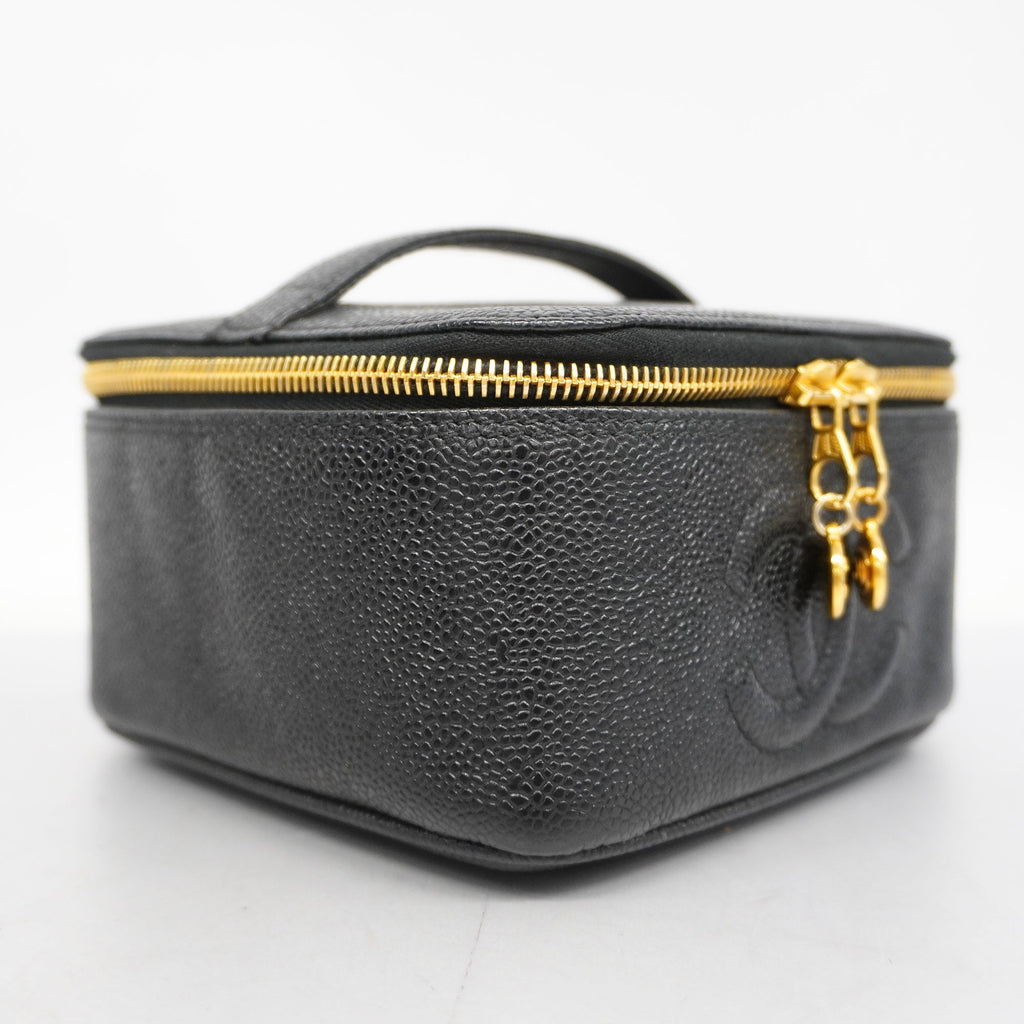 CHANELAuth  Vanity Bag Women's Caviar Leather Vanity Bag Black