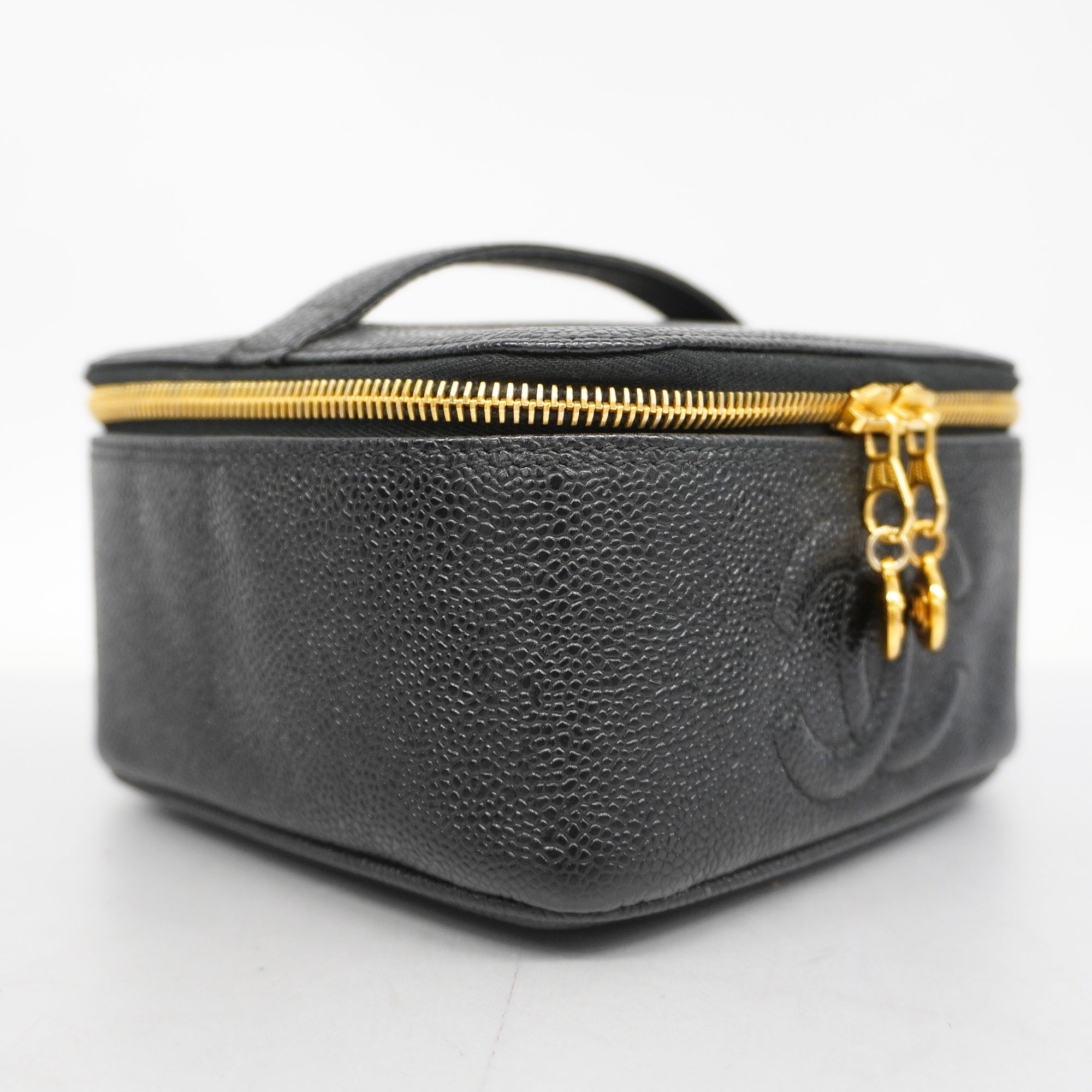 CHANELAuth  Vanity Bag Women's Caviar Leather Vanity Bag Black