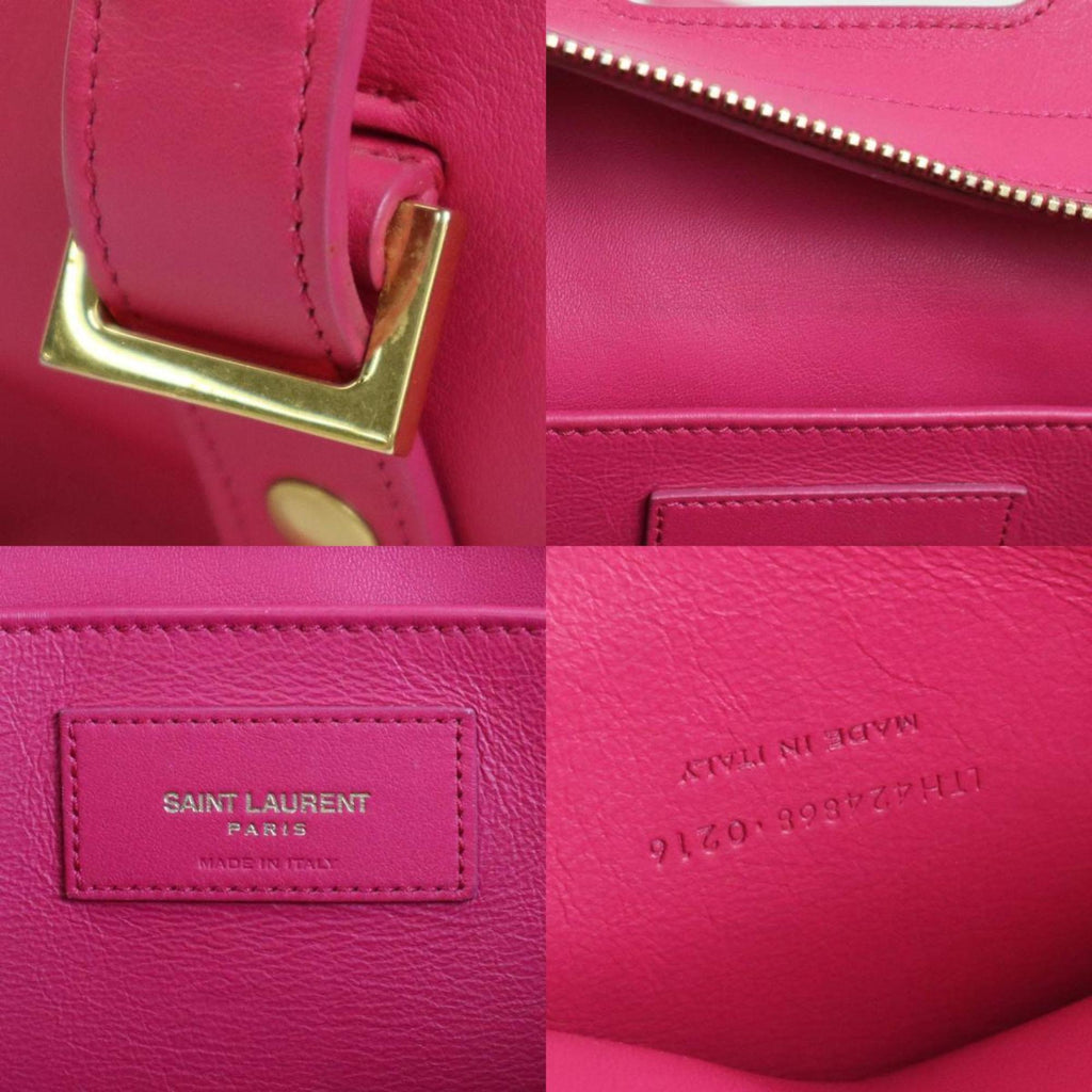SAINT LAURENT Handbag Crossbody Shoulder Bag Baby Kabas Leather Pink Gold Women's