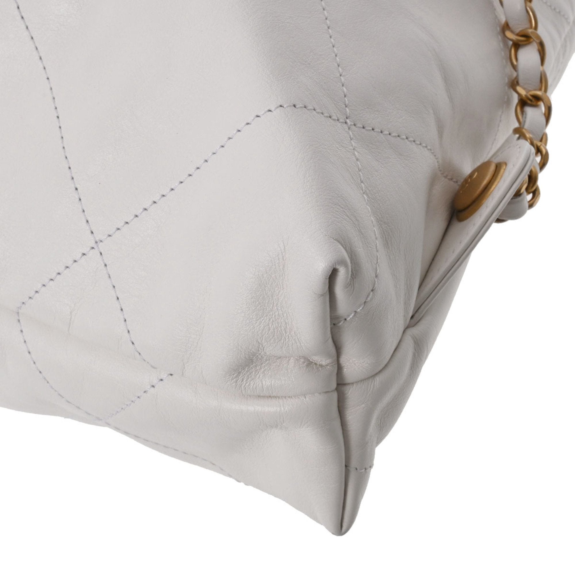 CHANEL 22 Large Backpack White Women's Calf Rucksack/Daypack