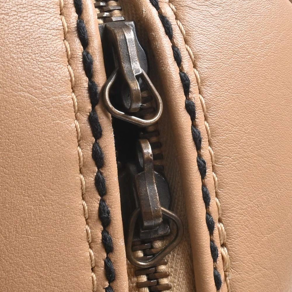 CHANEL Leather Wild Stitch Coco Mark Tote Bag Beige Ladies