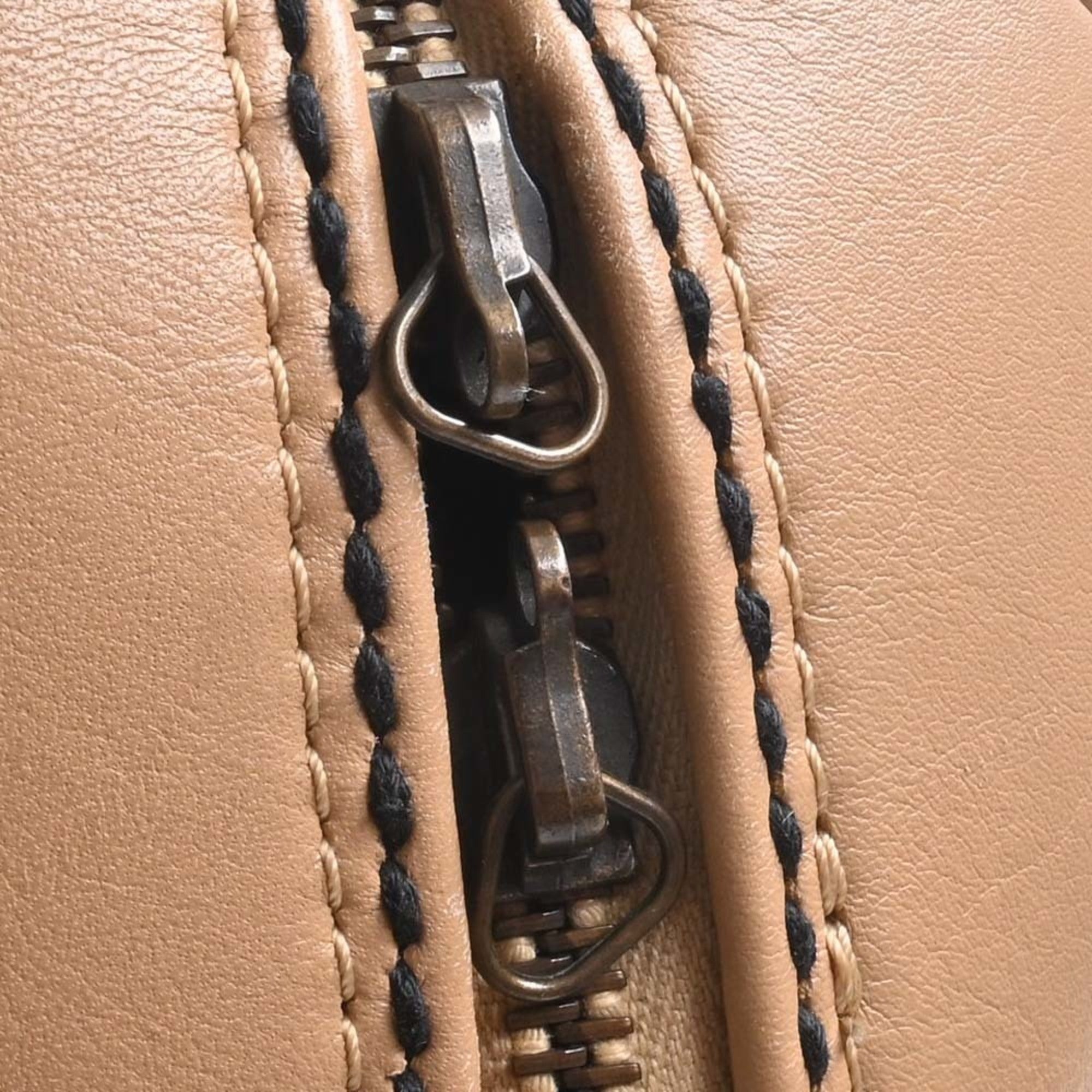 CHANEL Leather Wild Stitch Coco Mark Tote Bag Beige Ladies