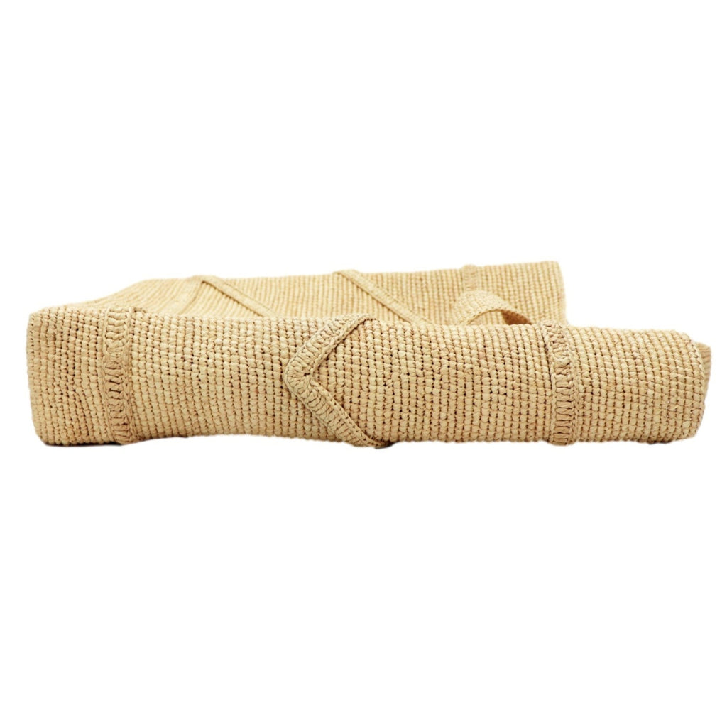 Prada 21SS raffia tote bag ladies beige triangle plate with leather pouch straw 1BG330 PRADA