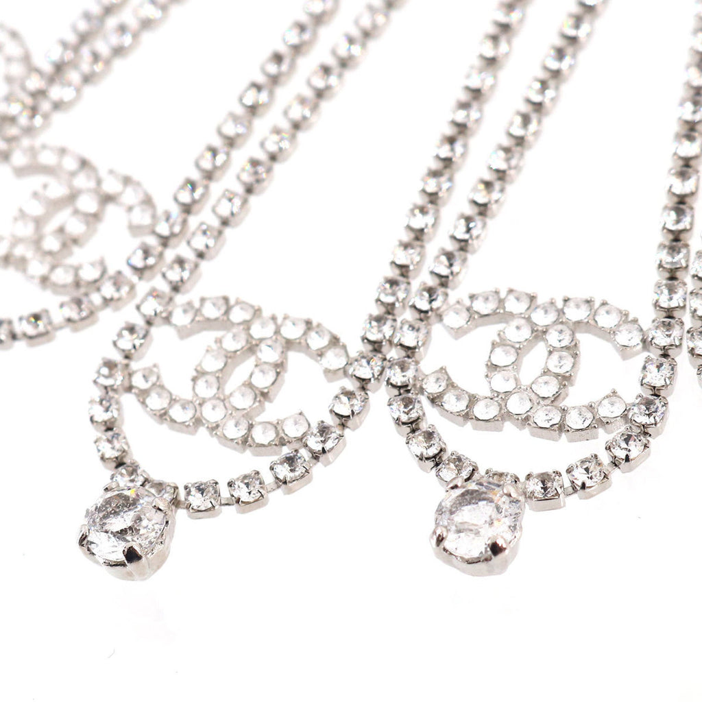 CHANEL Cocomark Necklace Rhinestone Silver B18S Accessories