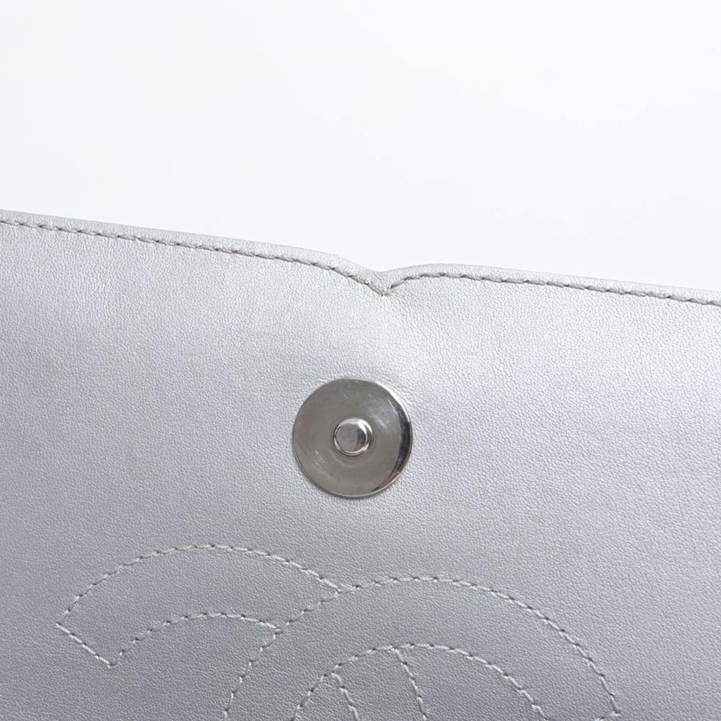 CHANEL Caviar Skin Matelasse CC Filigree Chain Shoulder Bag Silver Ladies
