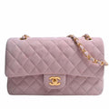 CHANEL Suede Matelasse Coco Mark W Flap Chain Shoulder Bag Pink Ladies