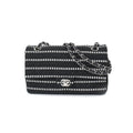 Chanel matelasse 25 chain shoulder bag canvas black white A01112 silver metal fittings Matelasse Bag