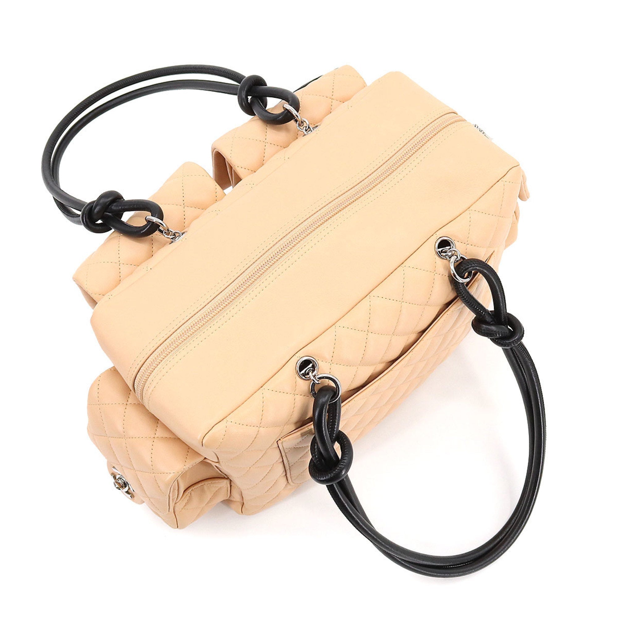 CHANEL cambon line multi-pocket shoulder bag leather beige black A25173 vintage Cambon Line Bag