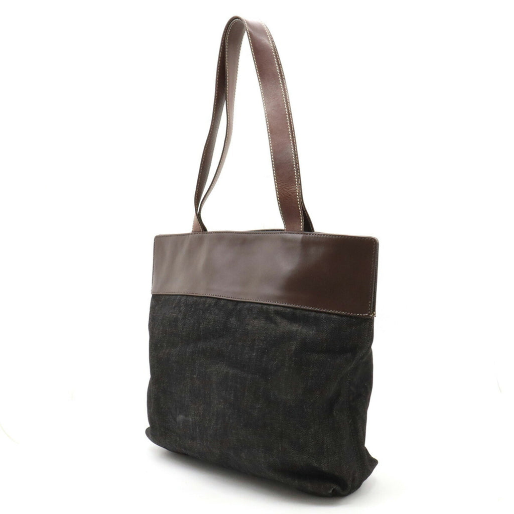 CHANEL Cocomark Tote Bag Shoulder Leather Black Dark Brown