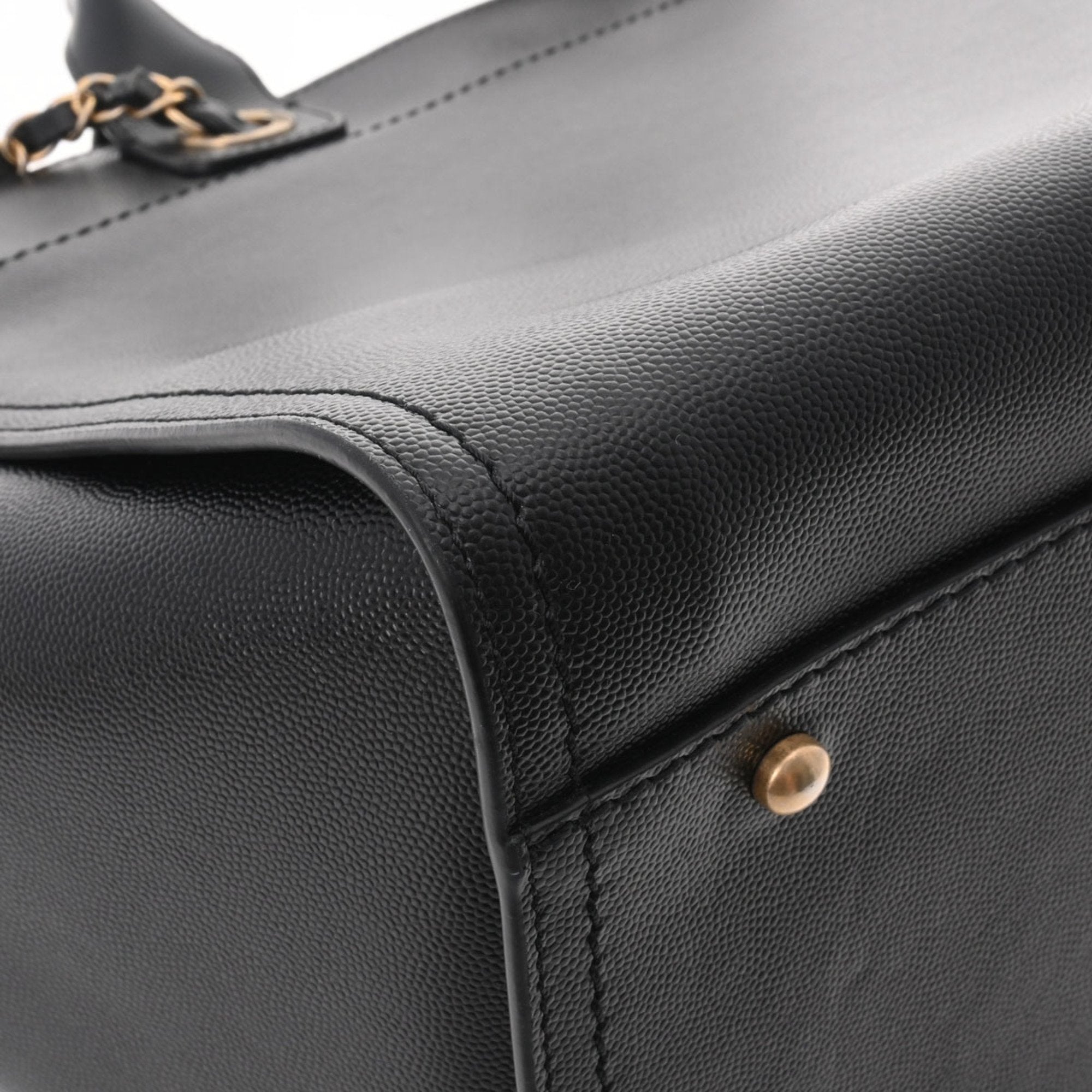 CHANEL Deauville Studded Tote Black A57067 Ladies Caviar Skin Bag
