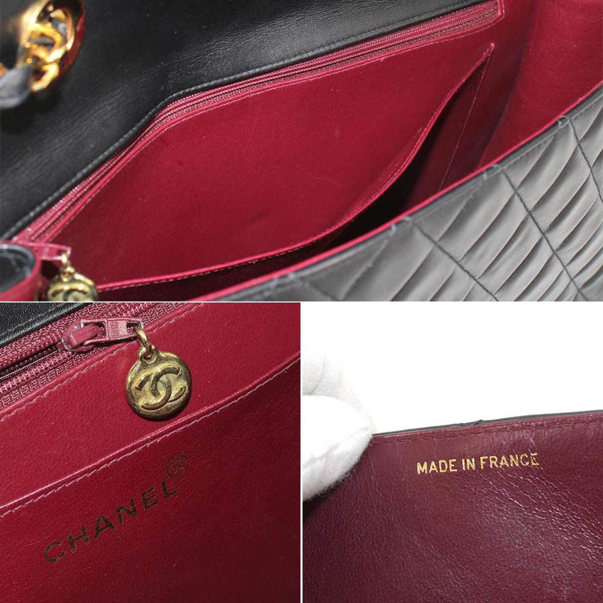 Chanel Decamato matelasse 34 chain shoulder bag leather black A01094 vintage gold metal fittings Matelasse Bag