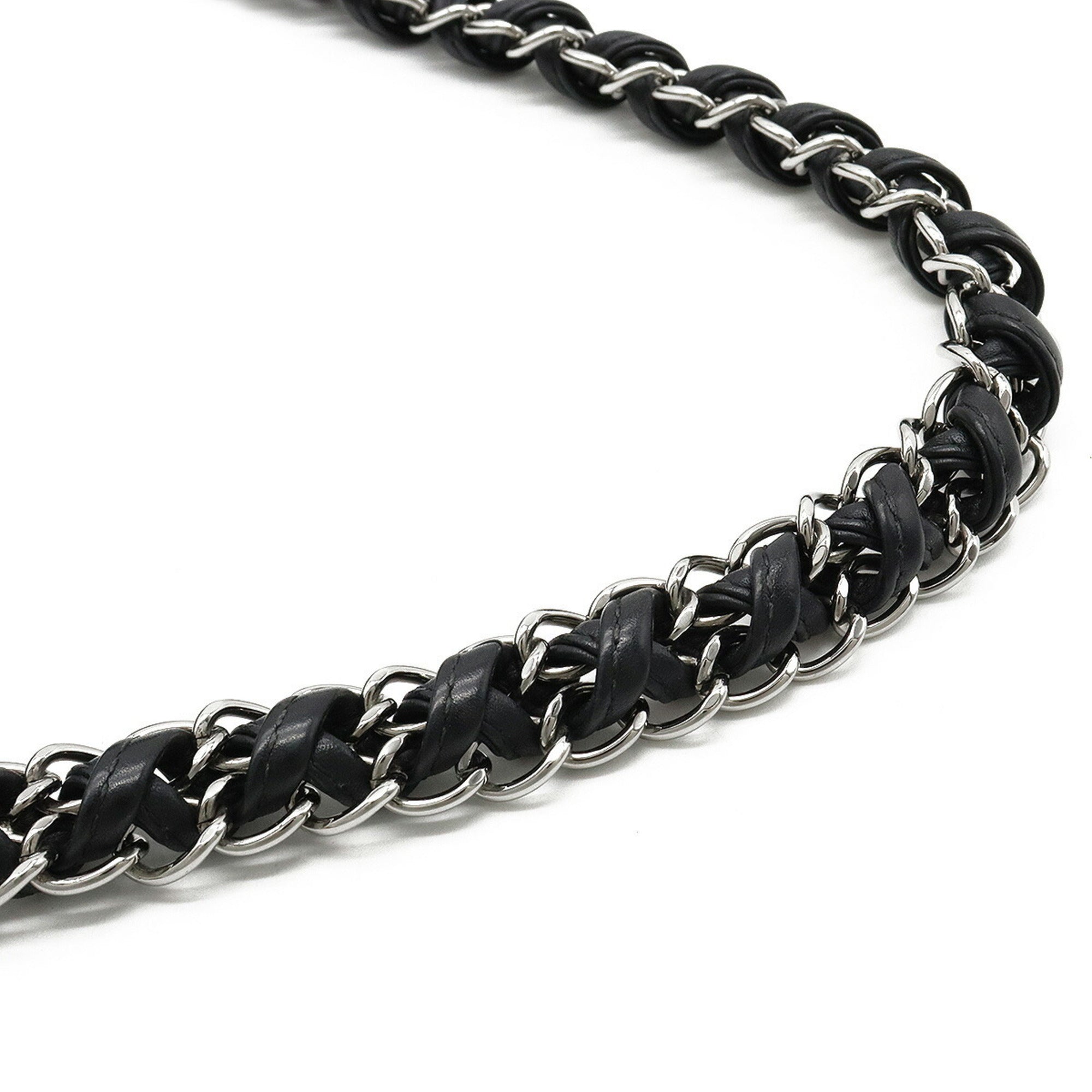 CHANEL luxury line here mark shoulder bag chain leather black