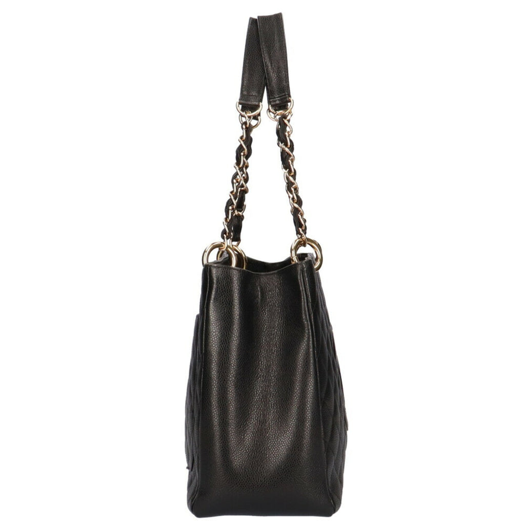 CHANEL chain shoulder bag caviar skin black ladies