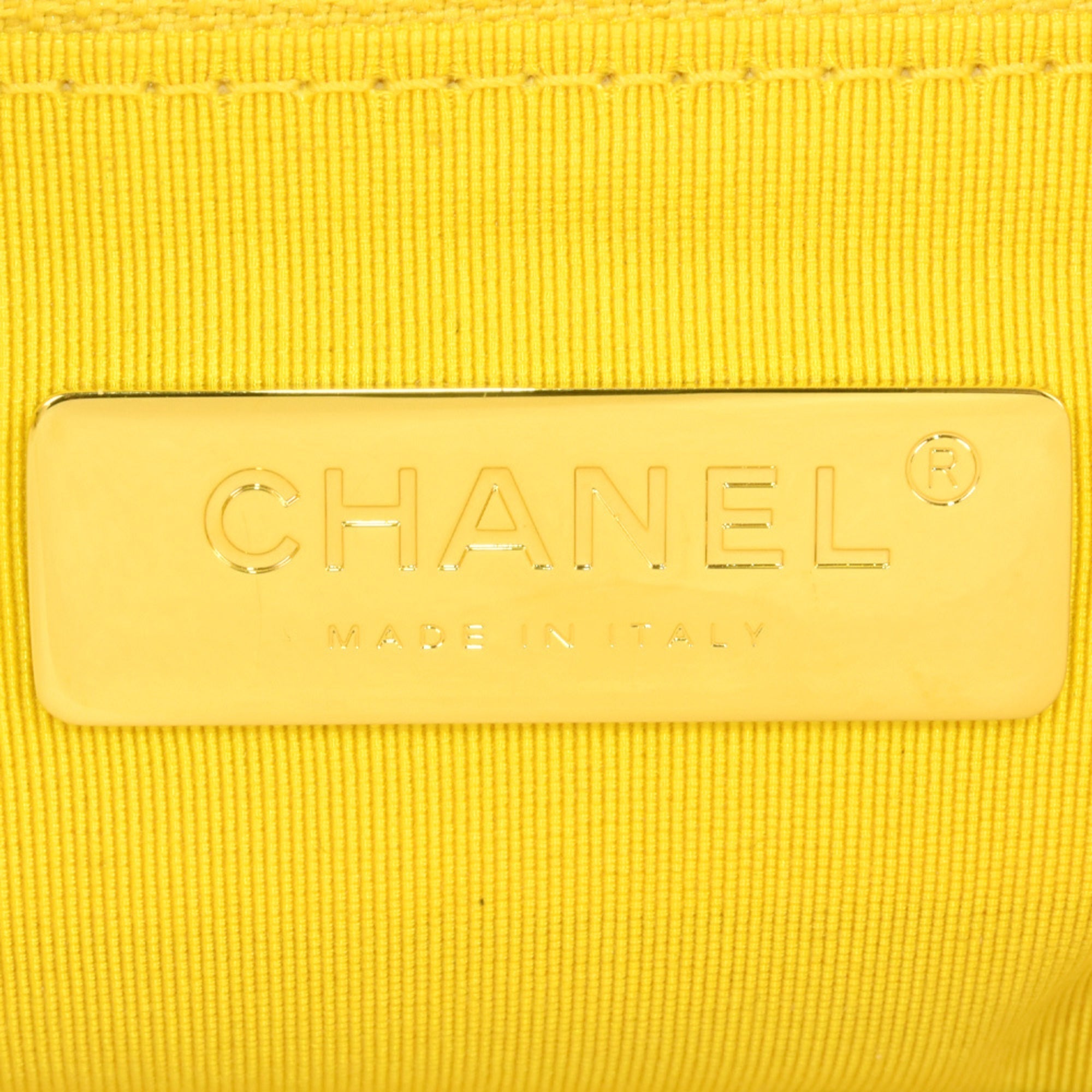 CHANEL 19 Matelasse Chain Shoulder Bag No. 30 Canvas Leather Yellow