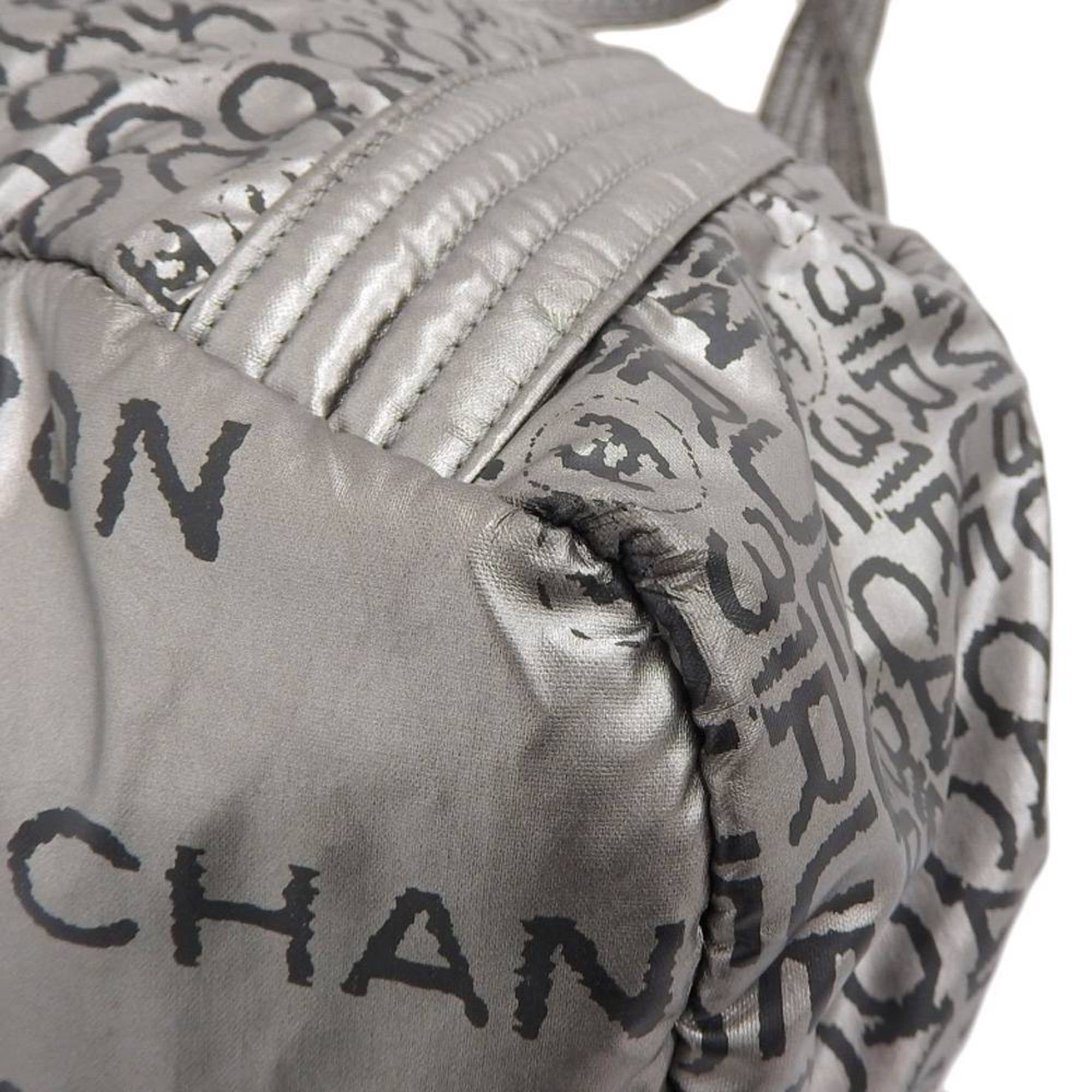 CHANEL unlimited handbag shoulder bag tote silver with seal 1