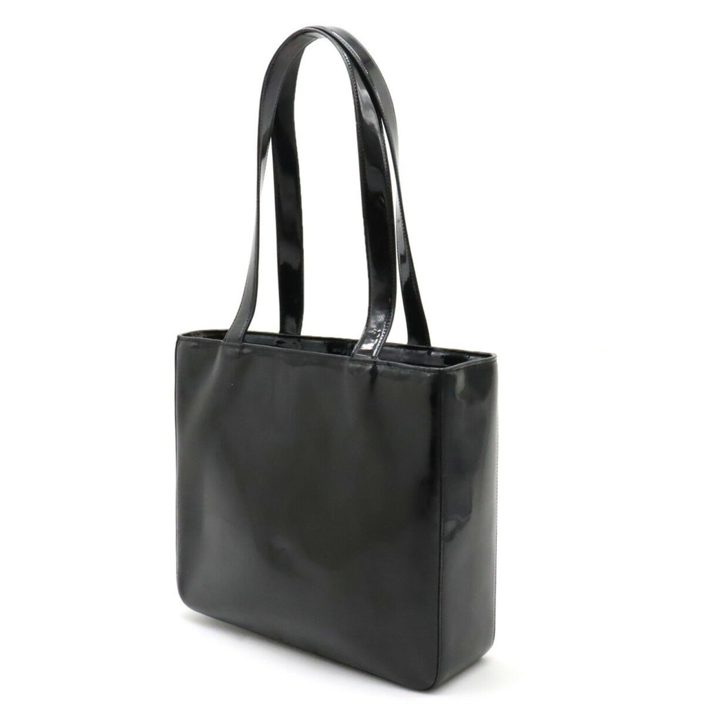 CHANEL tote bag shoulder enamel patent leather black