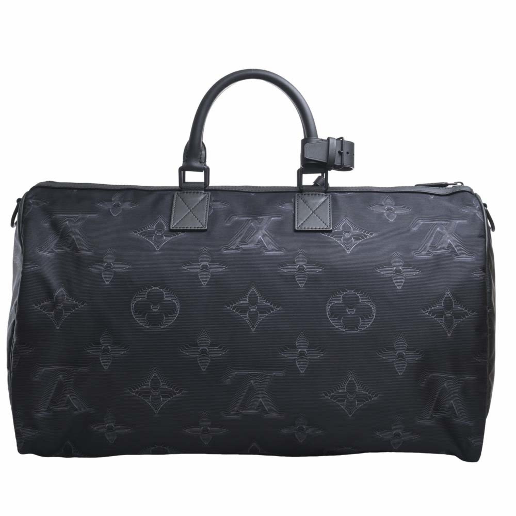LOUIS VUITTON Monogram Nylon Keepall Bandouliere Reversible 50 Handbag Boston Bag M45602 Black Green Men's