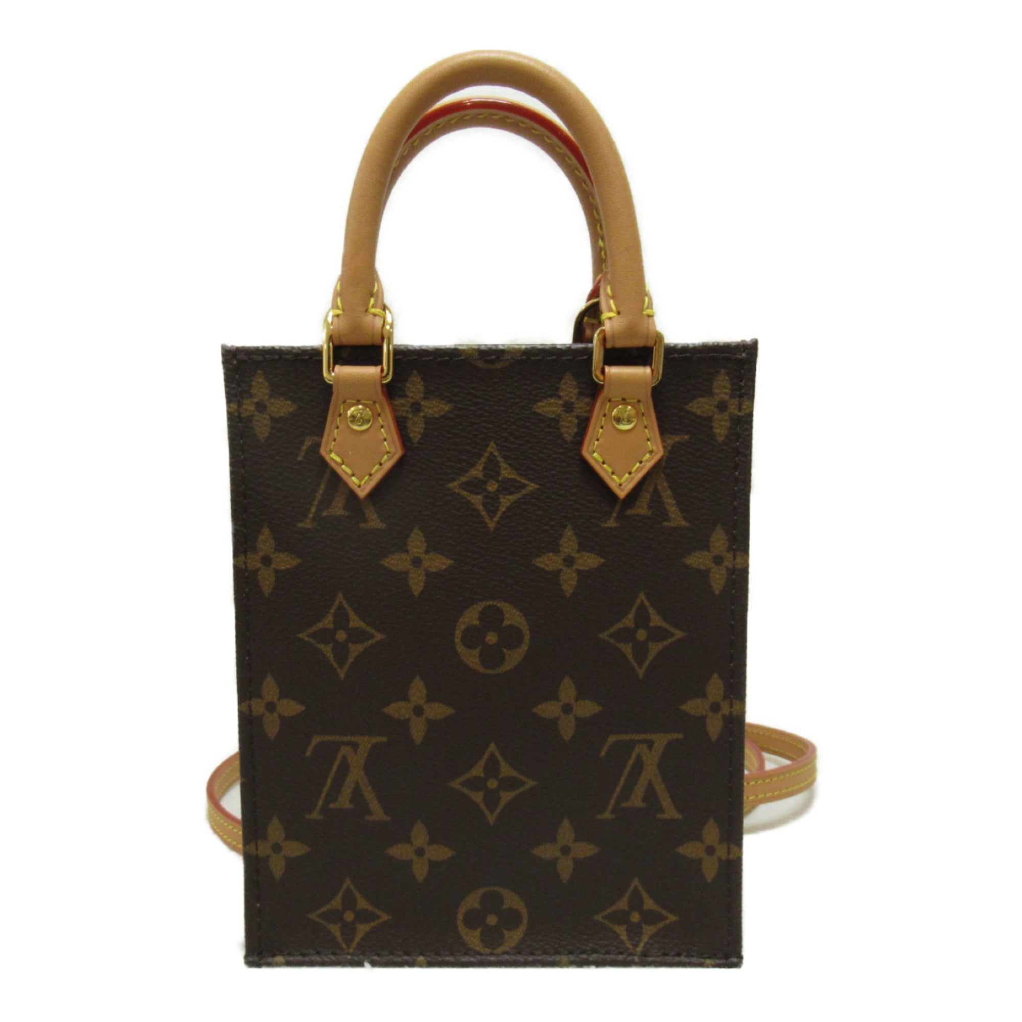 LOUIS VUITTON Petit Sac Plat Shoulder Bag Brown Monogram PVC coated canvas M81295