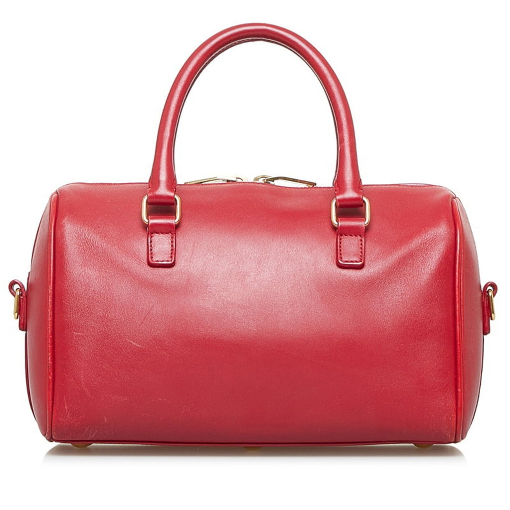 SAINT LAURENT Baby Duffle Handbag Shoulder Bag 330958 Red Leather Ladies