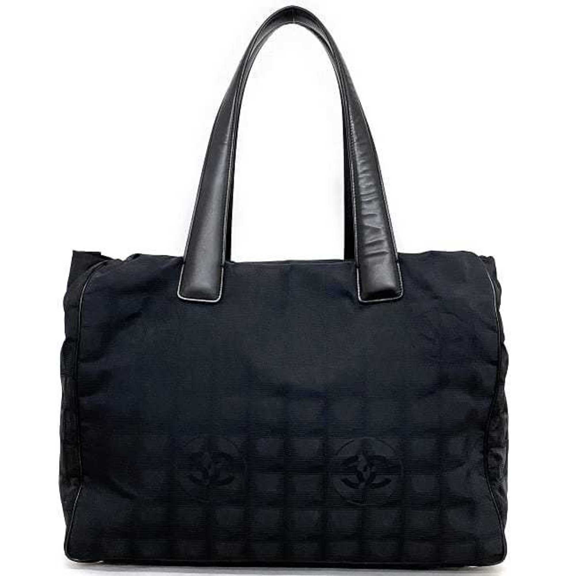 CHANEL MM Black New A15991 Coco Mark Nylon Leather 8th  Nutra Line Ladies