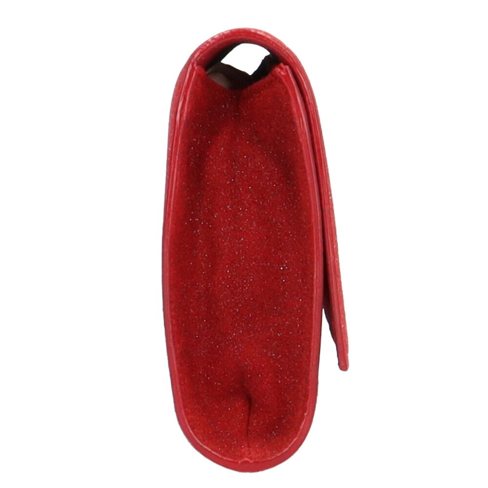 YVES SAINT LAURENT Clutch Bag Leather Red Women's