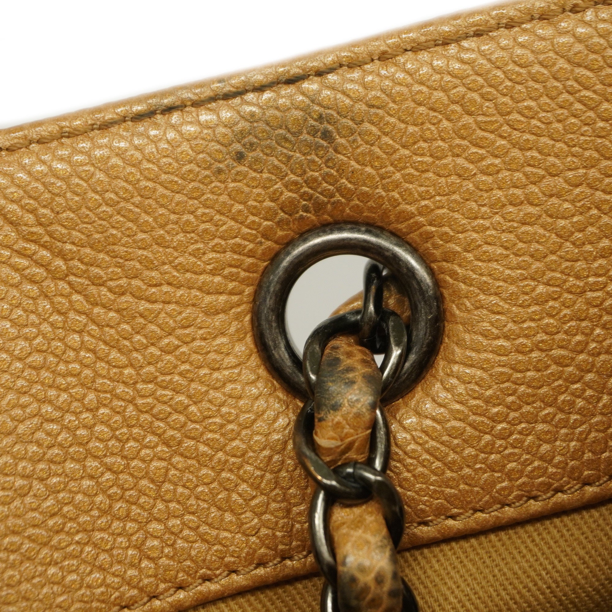 CHANEL[3ca0362]   tote bag chain shoulder caviar skin beige