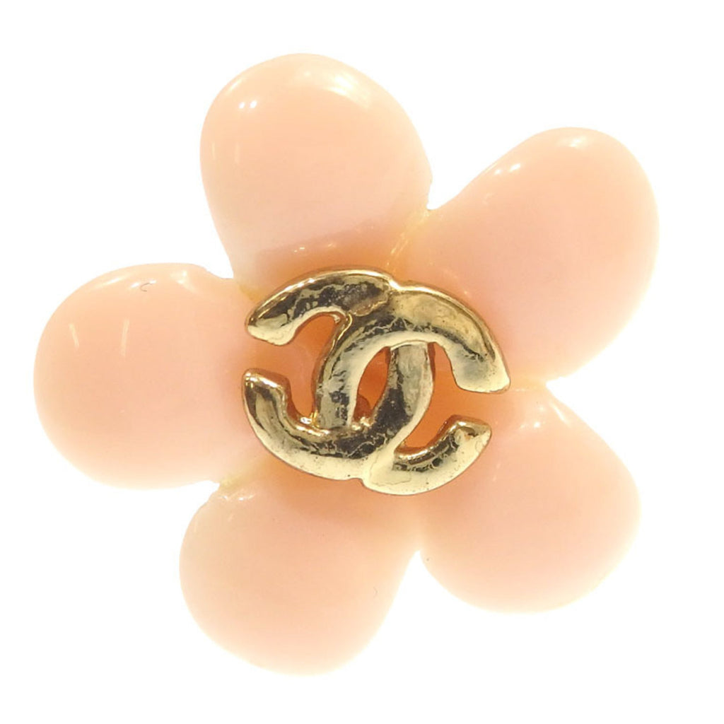CHANEL Flower Motif Coco Mark Earrings Ladies GP Pink