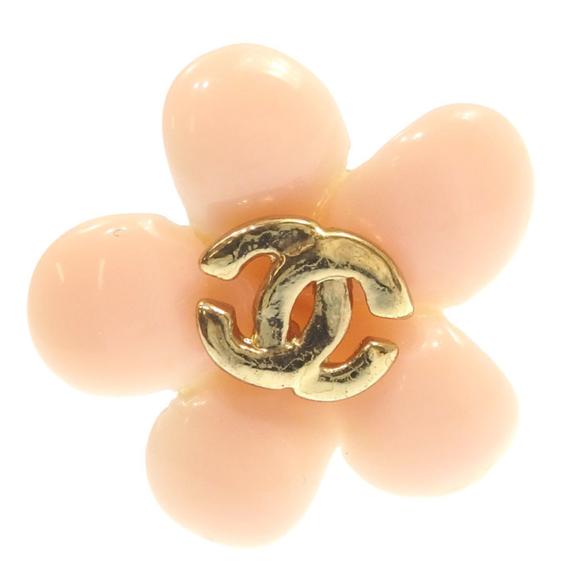 CHANEL Flower Motif Coco Mark Earrings Ladies GP Pink