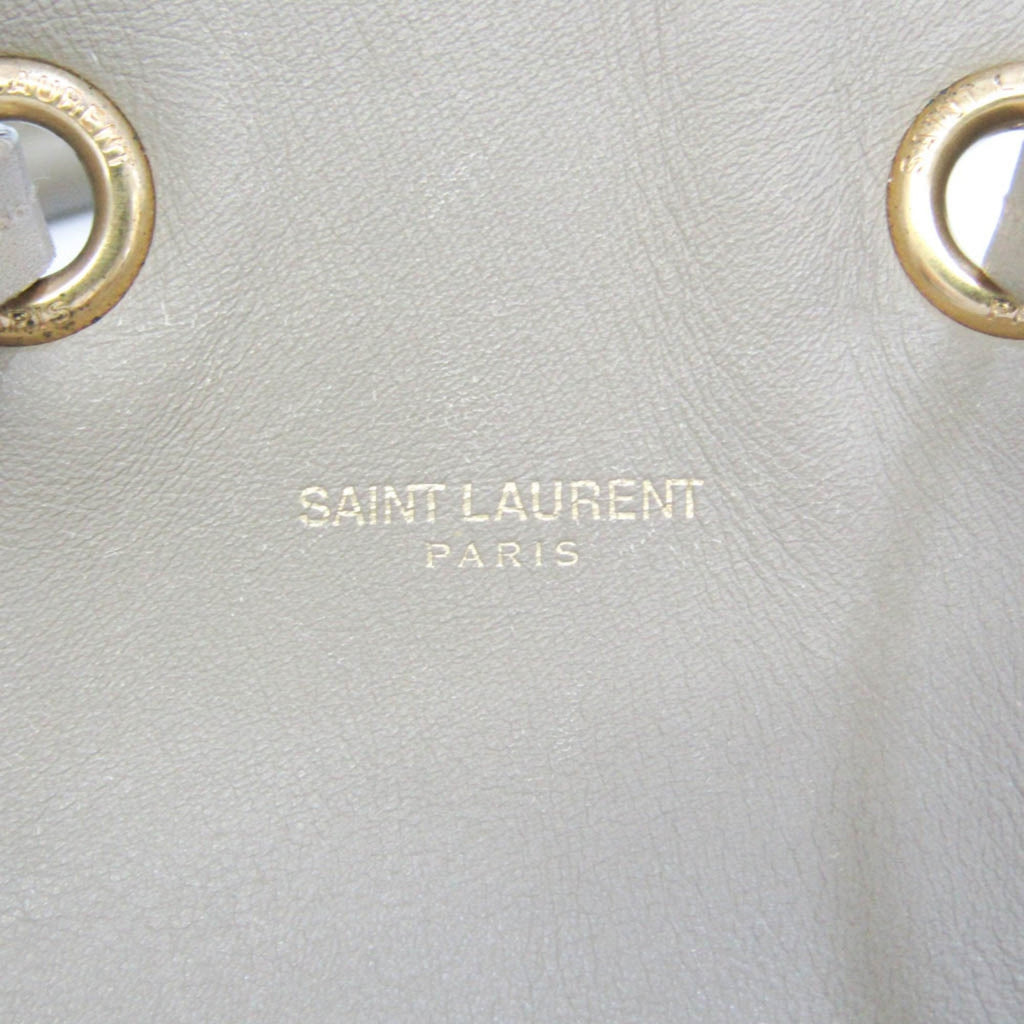 SAINT LAURENT 340239 Women's Leather Shoulder Bag Gray Beige