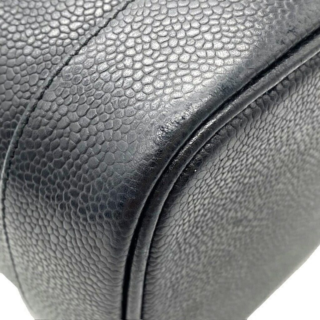 CHANEL Vanity Bag Coco Mark Caviar Skin Women's Black