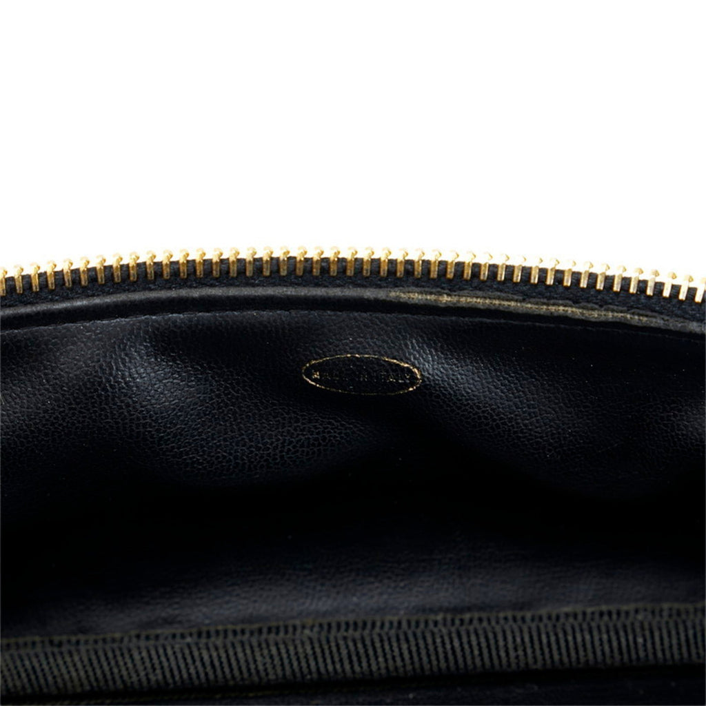 CHANEL Cocomark Bicolore Vanity Bag Handbag Black Lambskin Ladies