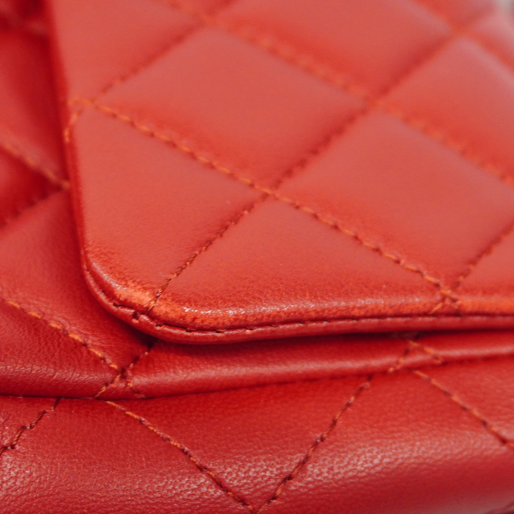 CHANELAuth  Matelasse W Flap W Chain Shoulder Bag Lambskin Women's Leather Red