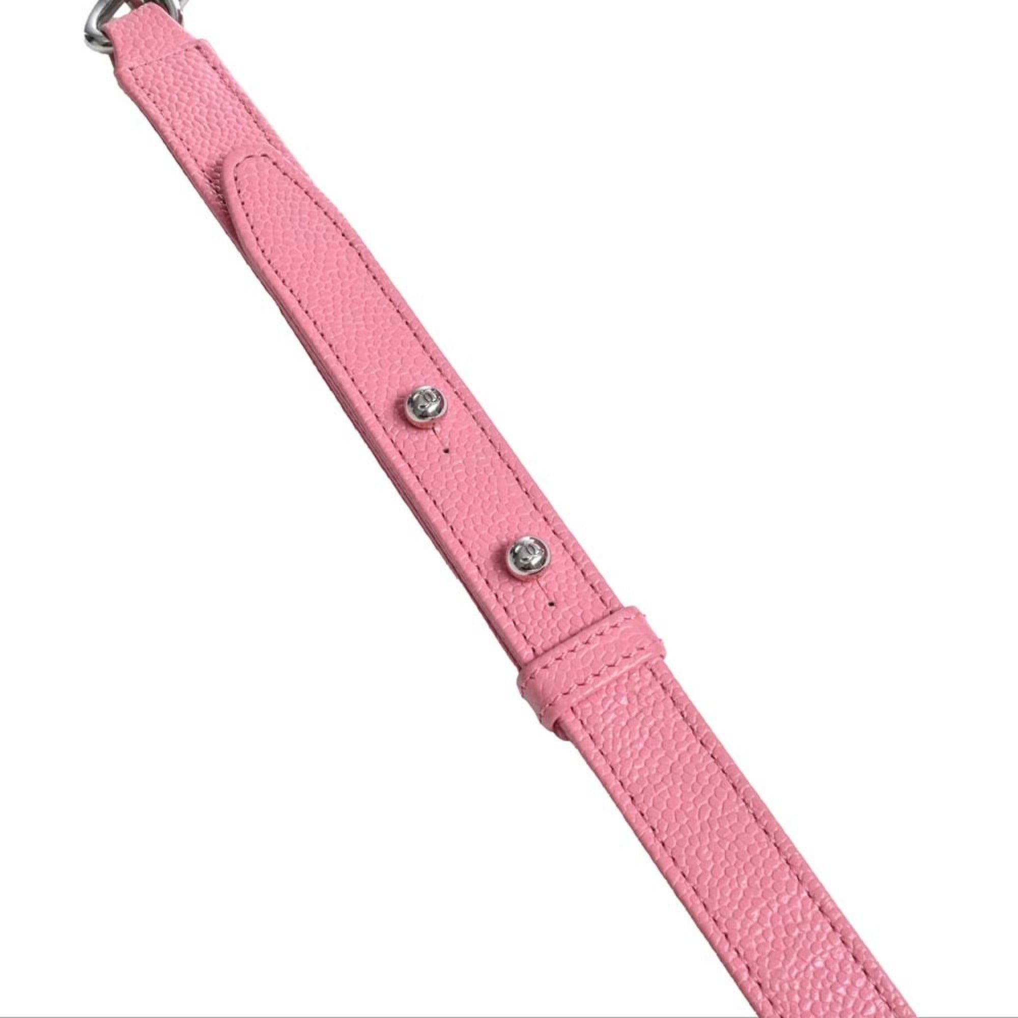 CHANEL Caviar Skin V Stitch Boy  Coco Mark Chain Shoulder Bag Pink Ladies
