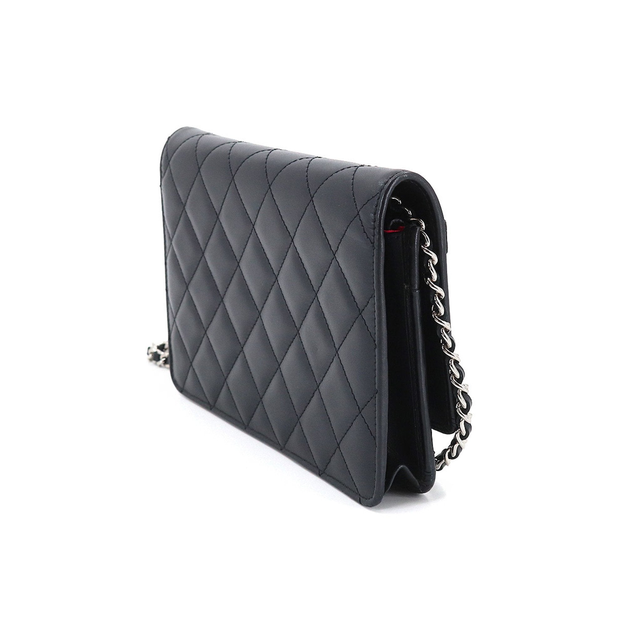 CHANEL cambon line chain wallet folio long leather enamel black A46646 Cambon Line Chain Wallet
