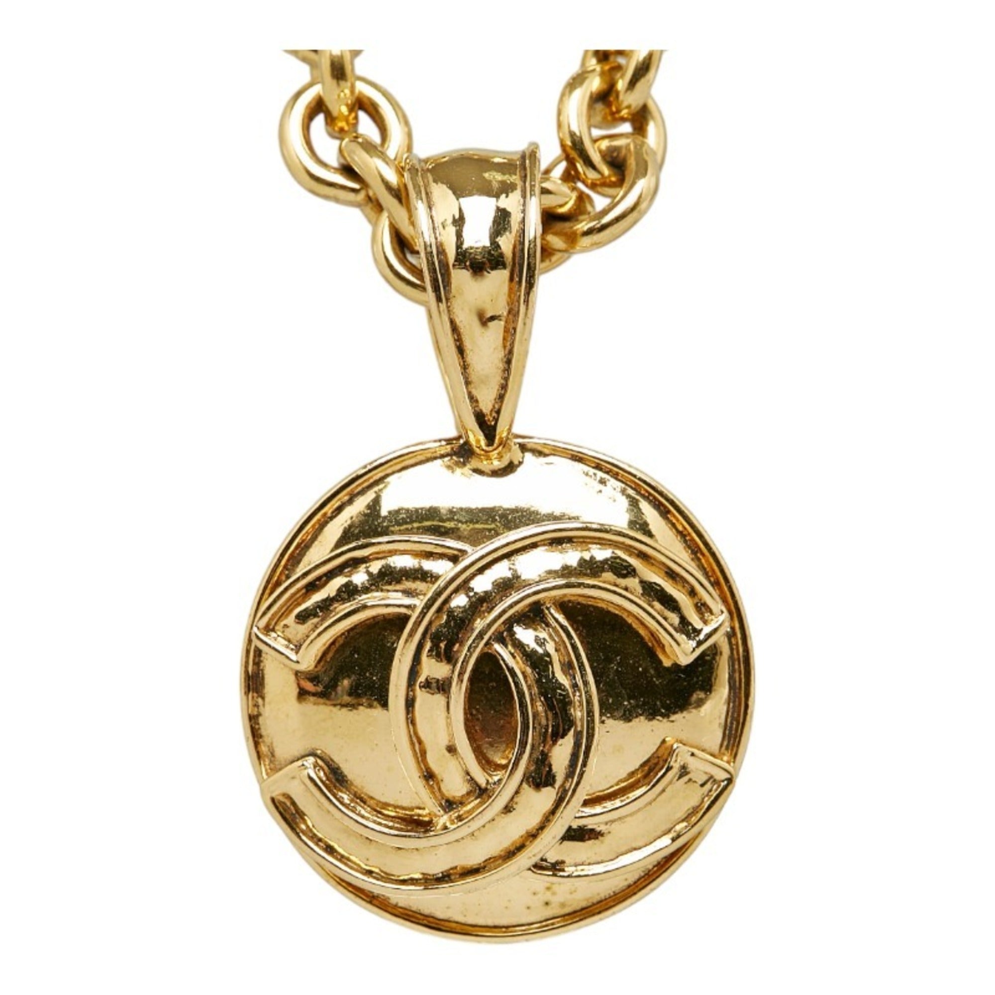 CHANEL Cocomark Necklace Gold Plated Men's