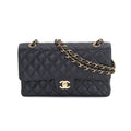 CHANEL Matelasse 25 Chain Shoulder Bag Caviar Skin Black A01112 Gold Hardware Coco Mark Vintage