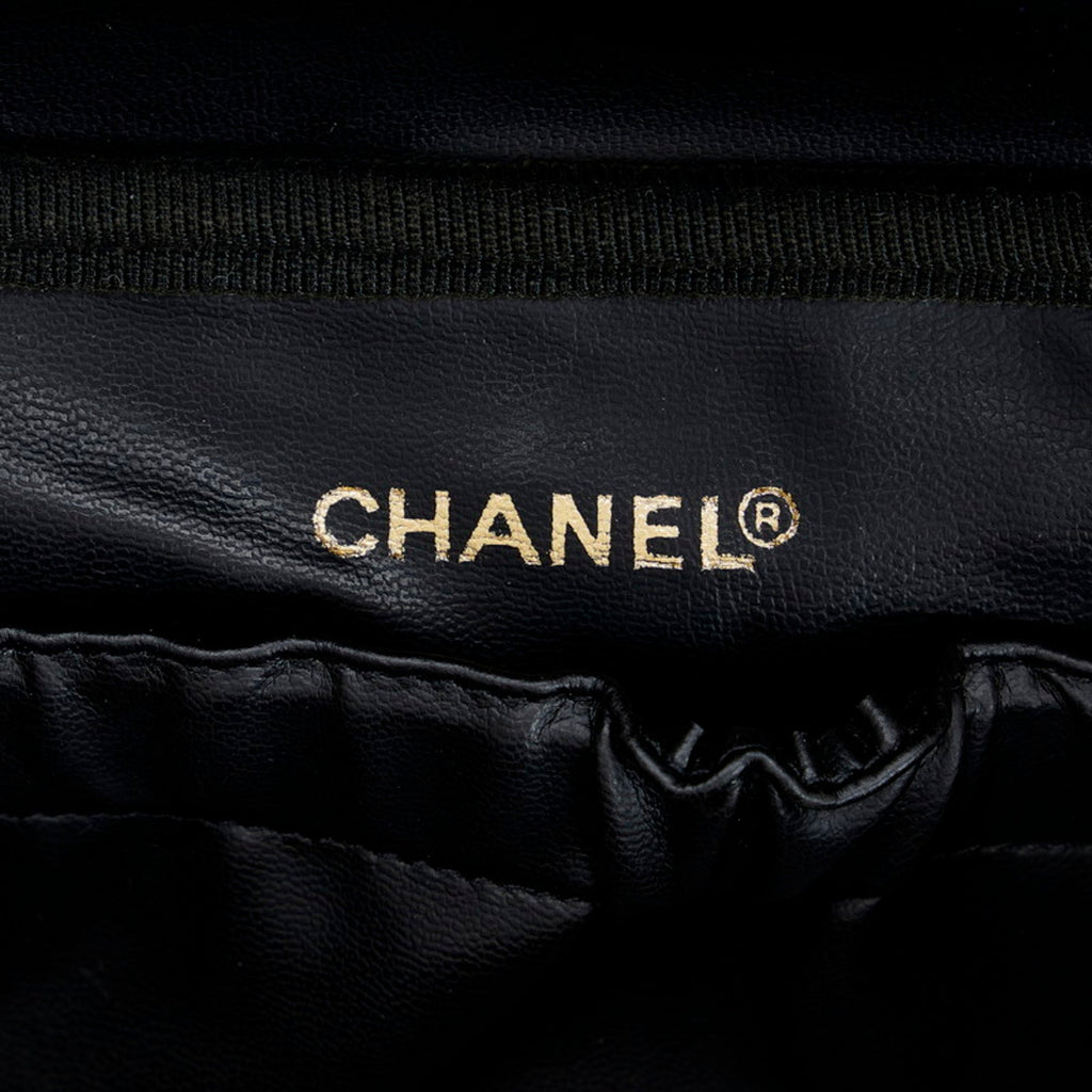 CHANEL Cocomark Bicolore Vanity Bag Handbag Black Lambskin Ladies