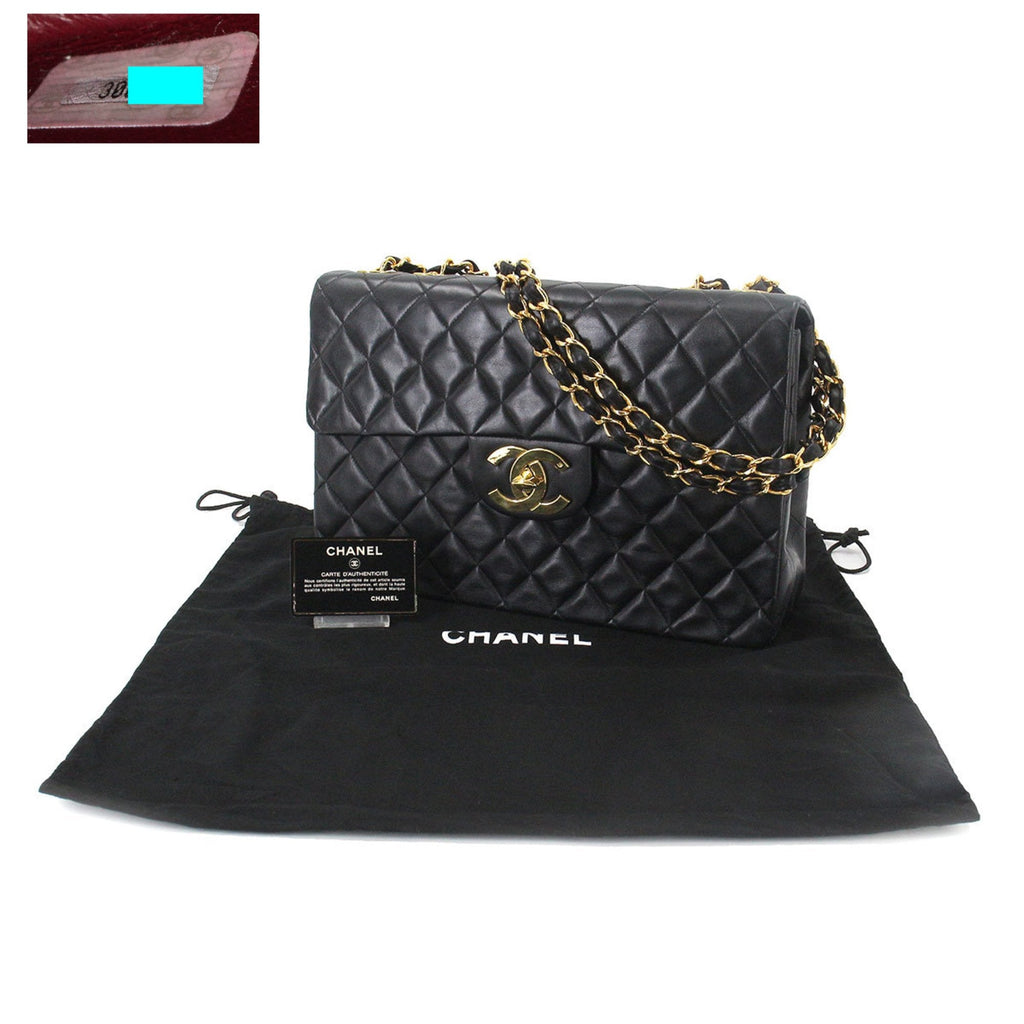 Chanel Decamato matelasse 34 chain shoulder bag leather black A01094 vintage gold metal fittings Matelasse Bag