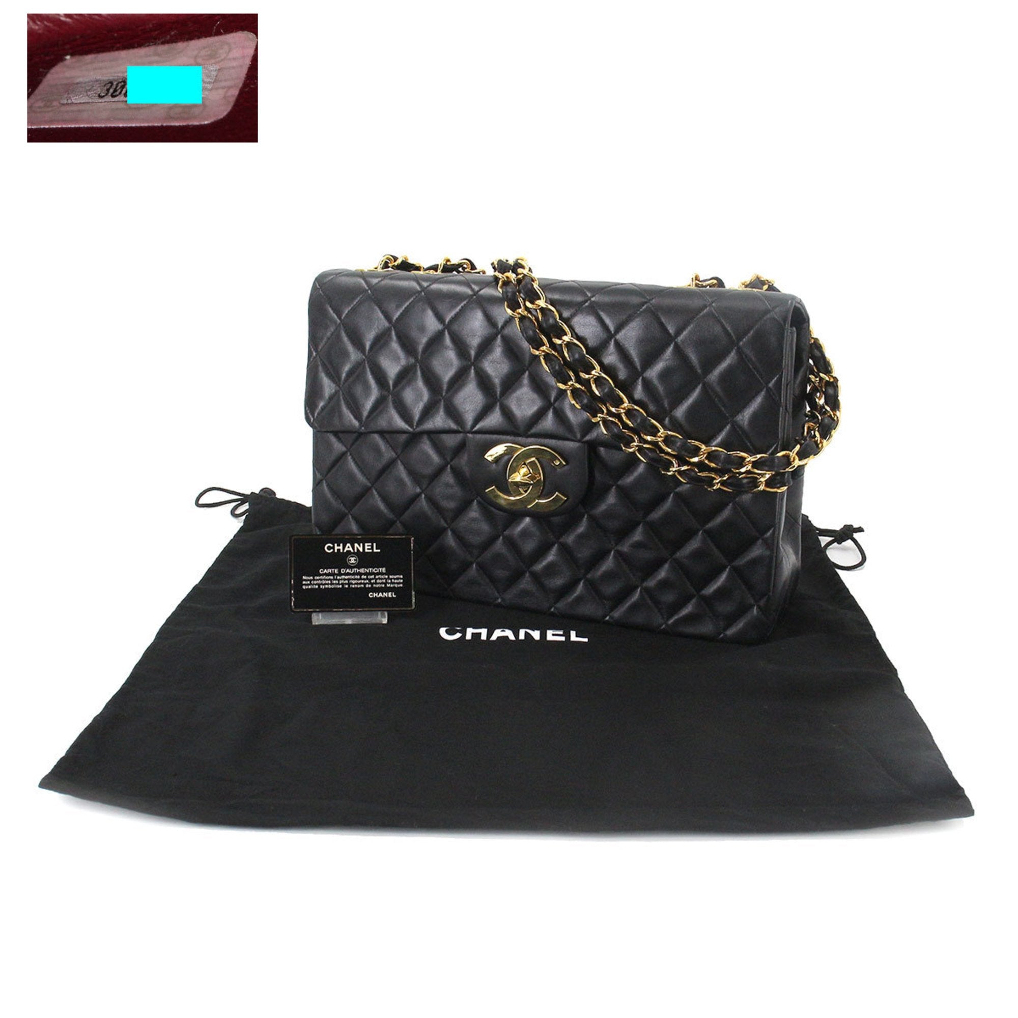 Chanel Decamato matelasse 34 chain shoulder bag leather black A01094 vintage gold metal fittings Matelasse Bag
