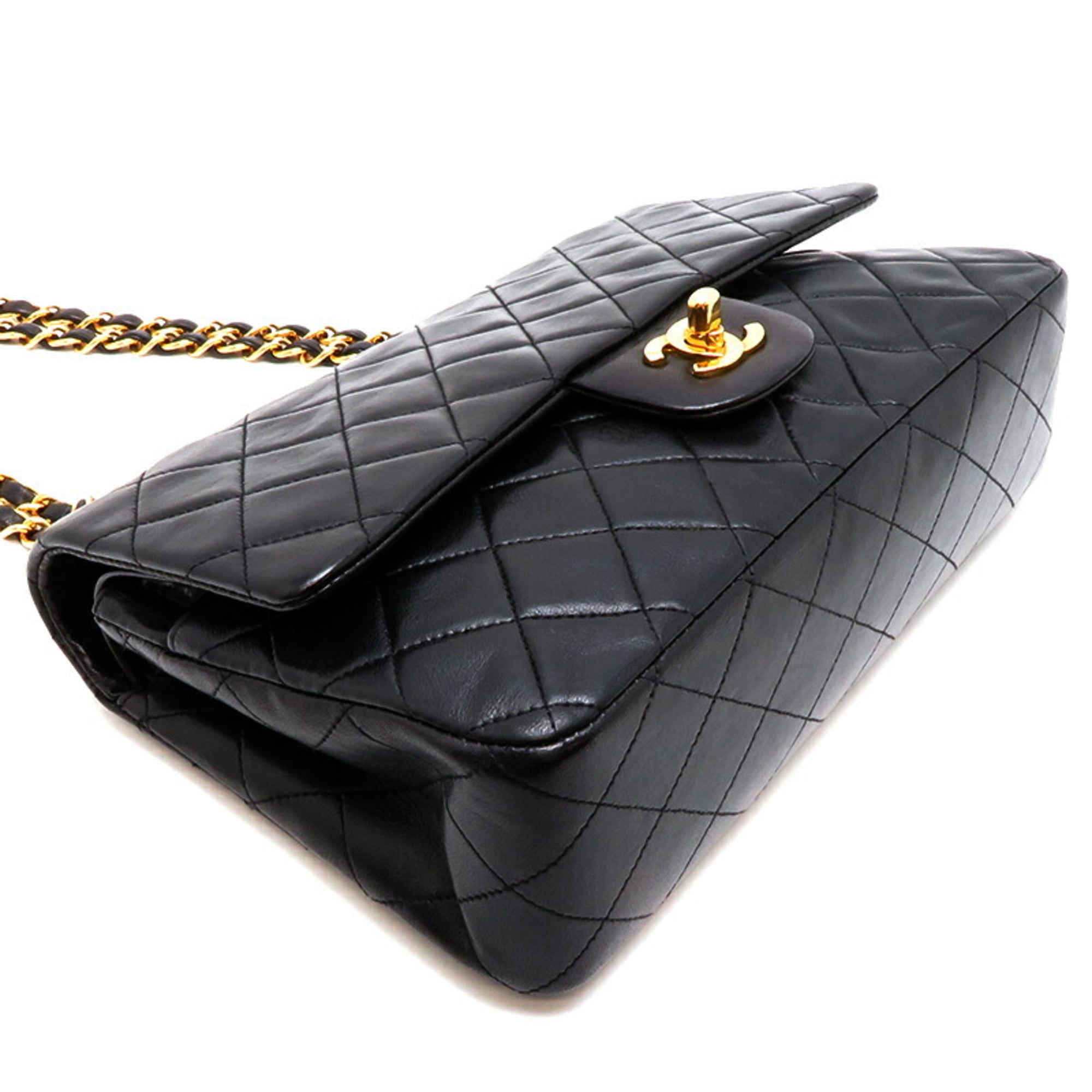 CHANEL Matelasse 25 Chain Shoulder Women's Bag Lambskin Black