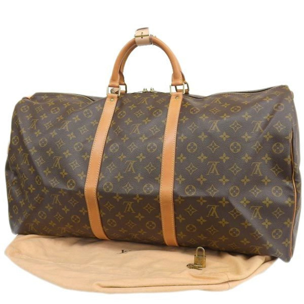 LOUIS VUITTON Monogram Keepall 60 Boston Bag Travel M41422 Brown Women's