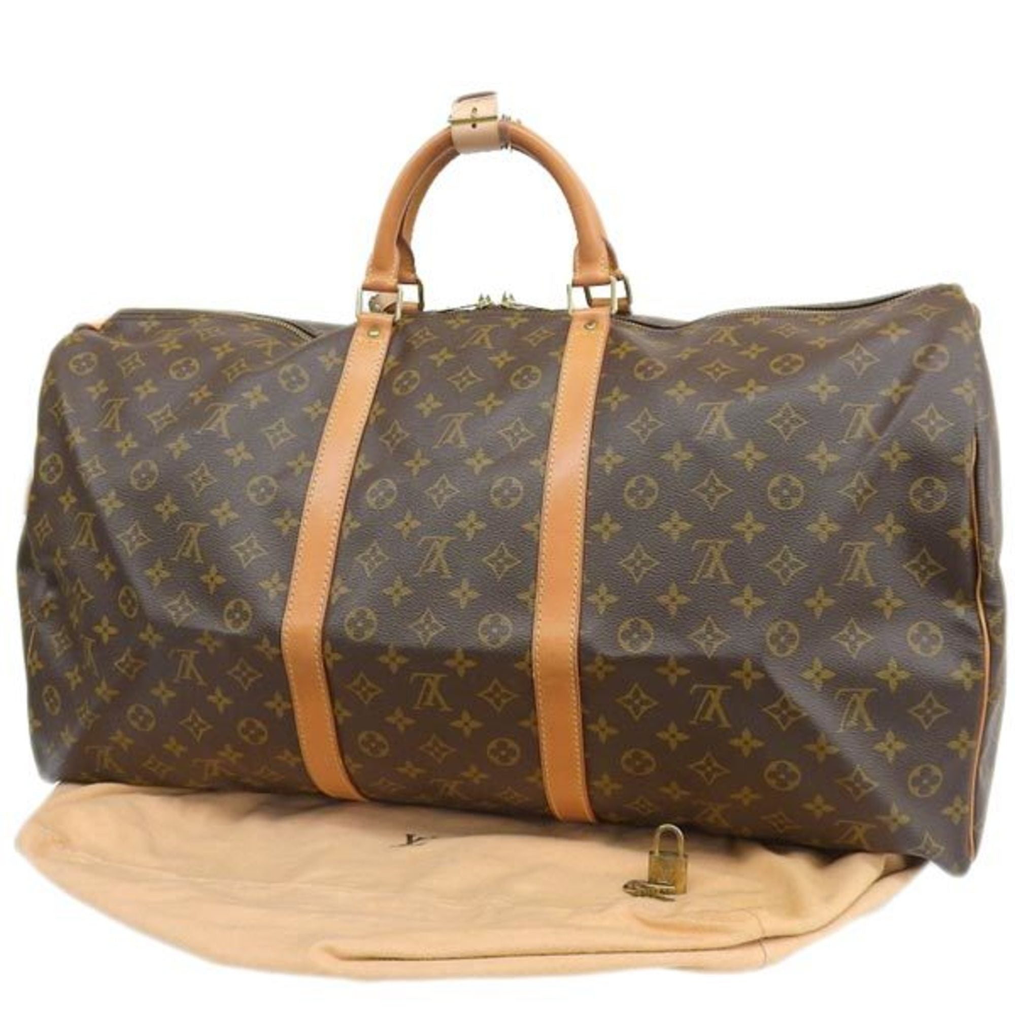 LOUIS VUITTON Monogram Keepall 60 Boston Bag Travel M41422 Brown Women's
