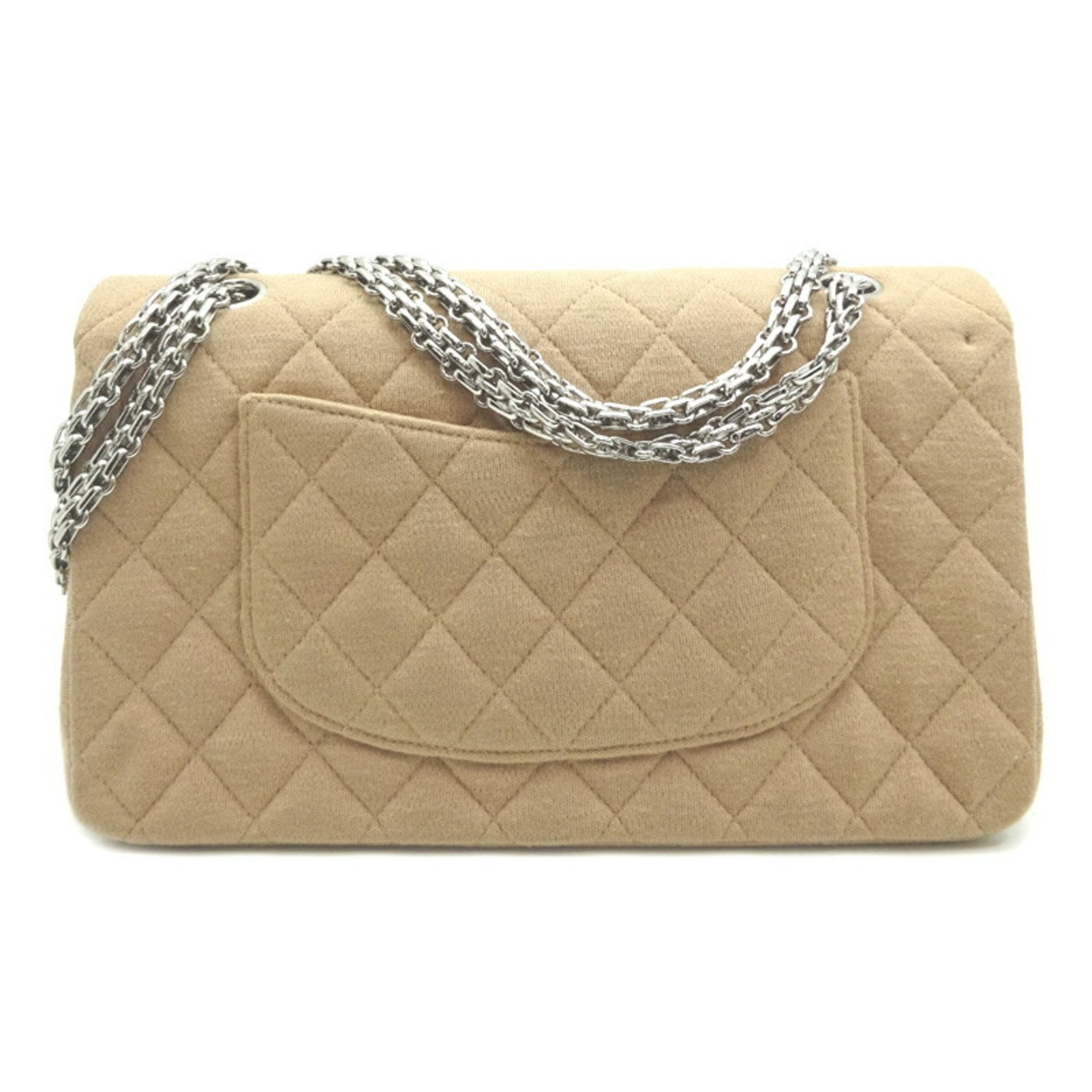 CHANEL Matelasse 25 Chain Shoulder Women's Bag AO1112 Fabric Beige x
