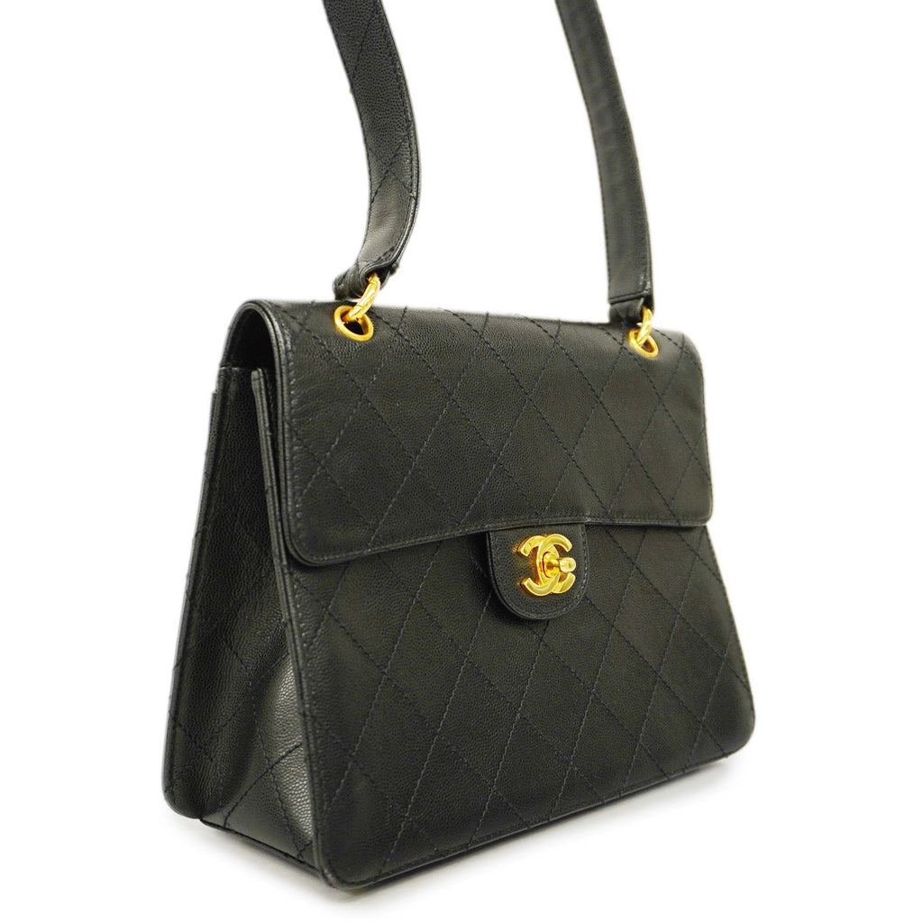 CHANELAuth  Matelasse Shoulder Bag Women's Caviar Leather Shoulder Bag Black