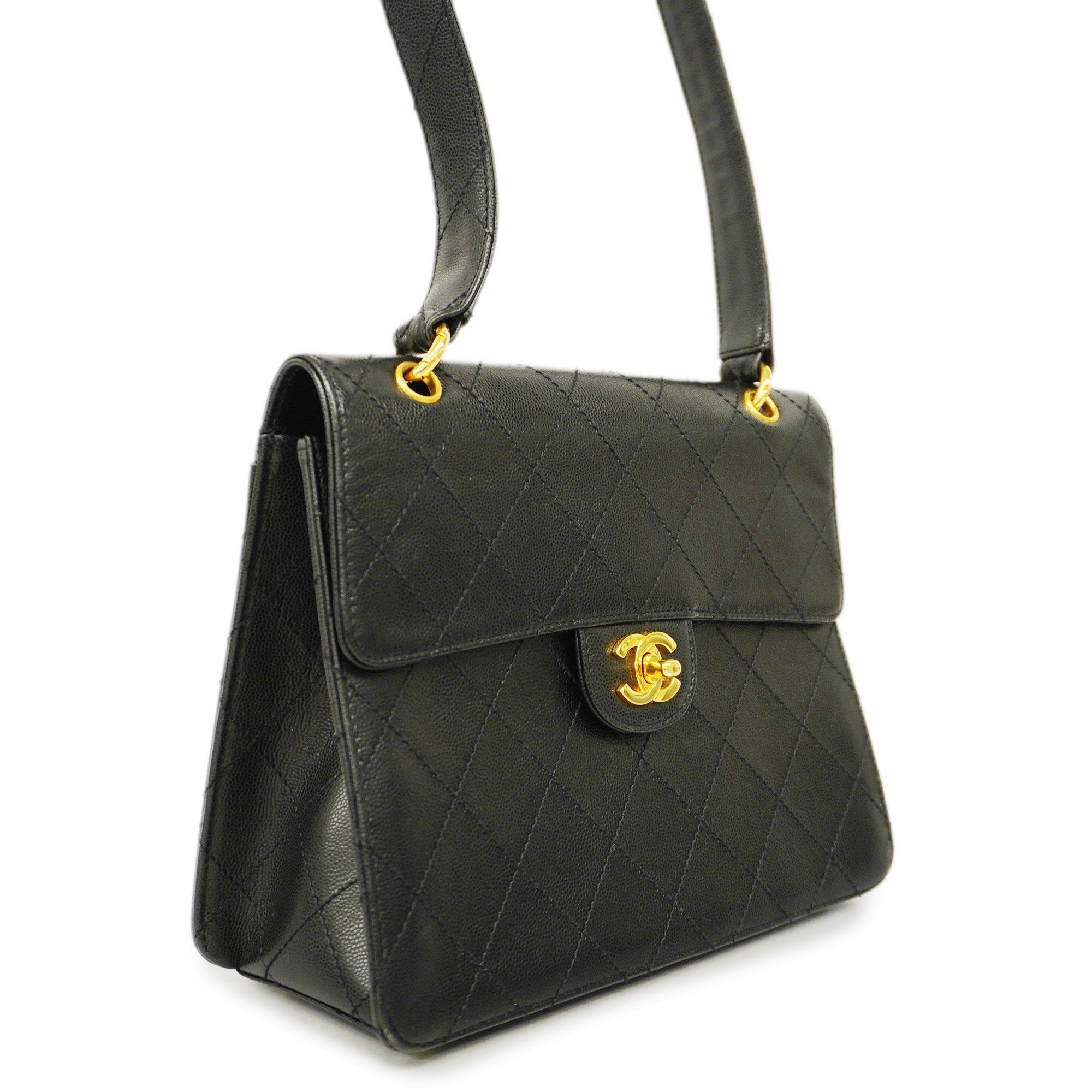 CHANELAuth  Matelasse Shoulder Bag Women's Caviar Leather Shoulder Bag Black